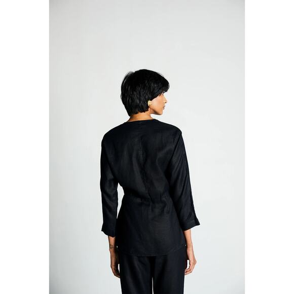 NWT Reistor Power Moves Shirt 100% Hemp Sustainable Lagenlook Black Top Size S - Picture 2 of 10